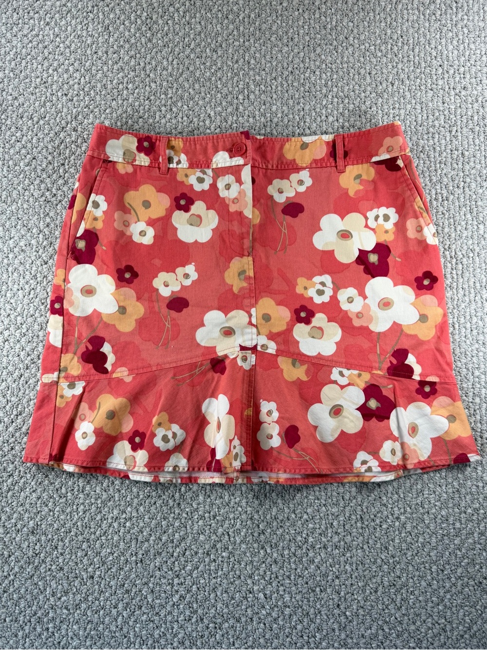 LOFT Coral-Orange Floral Skirt Size 14P summer vacation resort wear - Picture 1 of 14